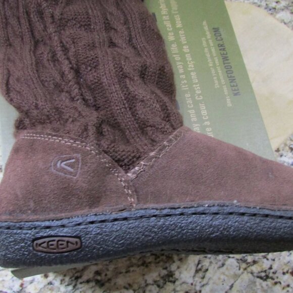 NEW KEEN TALL BOOTS BROWN, SUEDE, KNIT WOMENS - Picture 3 of 7